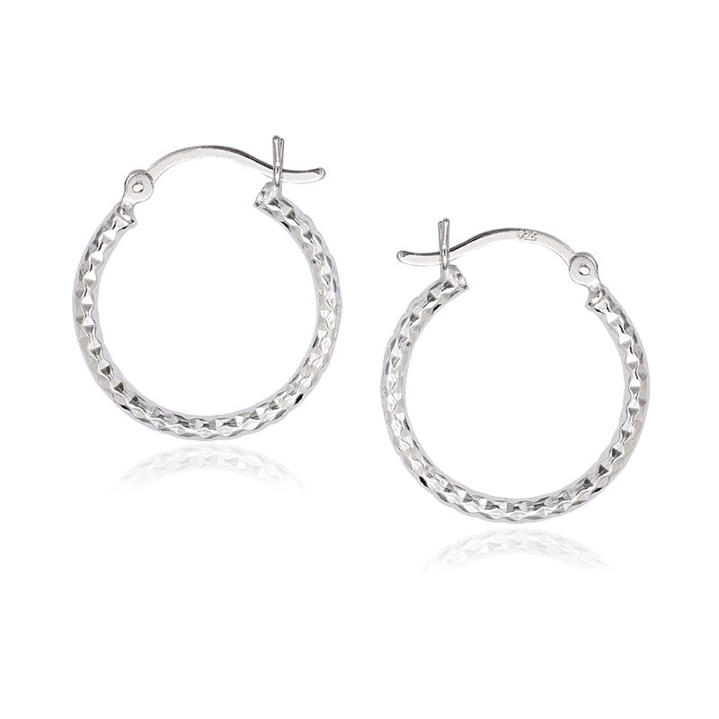 Sterling Silver 'Diamond-cut' Popcorn Hoops - A-2104 - Click Image to Close